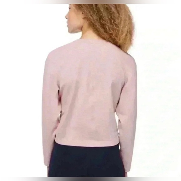 Lululemon Blush Pink Tuck & Gather Pullover Long Sleeve Tie Front Cropped - Picture 3 of 8